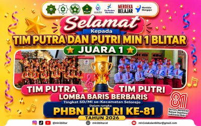 Tim Putra dan Putri Baris-Berbaris MIN 1 Blitar Raih Juara 1 HUT RI ke-81 Tingkat SD/MI Se-Kecamatan Selorejo